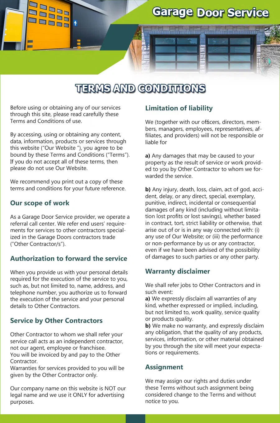 Garage Door 24 Hours Repairs North Palm Beach, FL 561-910-0557 - terms01